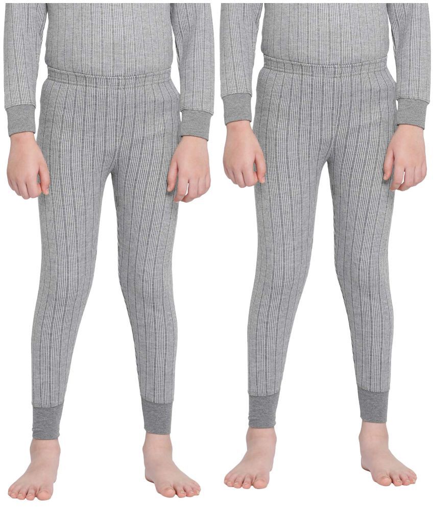     			Dixcy Scott Full Length Plain/Solid Grey Melange Thermal Lower/Trouser/Bottom/Pants for Boys/Girls/Kids - Pack of 2