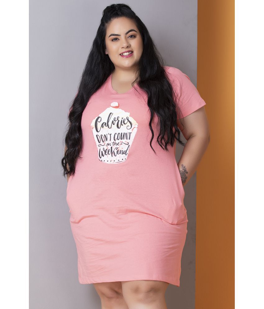     			Clovia Cotton Nighty & Night Gowns - Pink Single