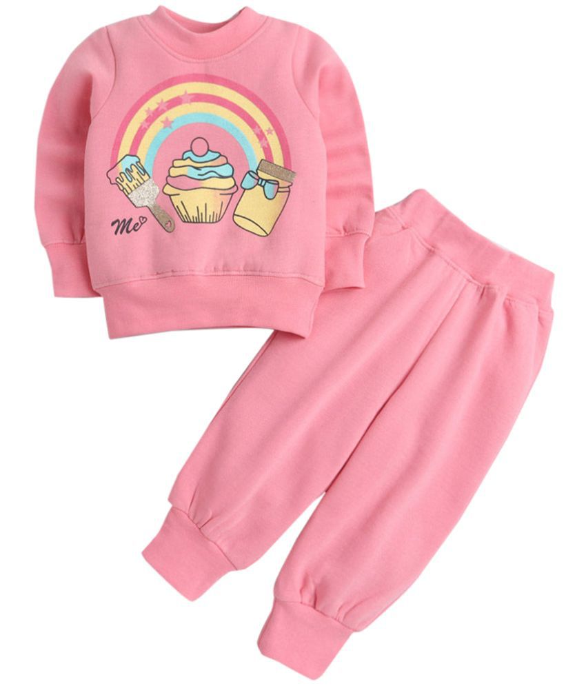 Hopscotch Girls Cotton Printed Track Suit in Pink Color For Ages 2-3 ...