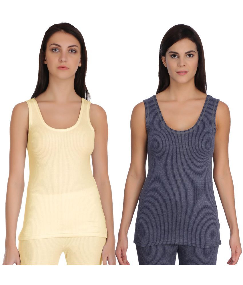     			Selfcare Cotton Blend Topwear - Beige Pack of 2