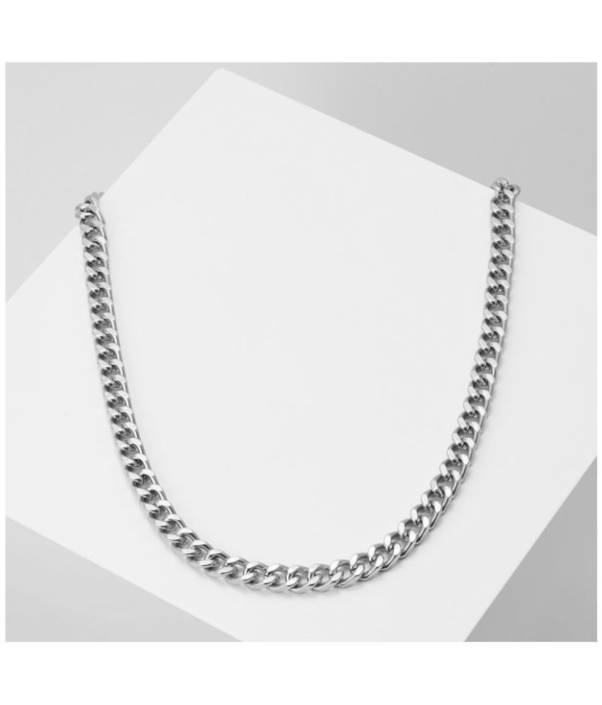     			Happy Stoning Silver Plated Cuban Link Chain (22 inch)