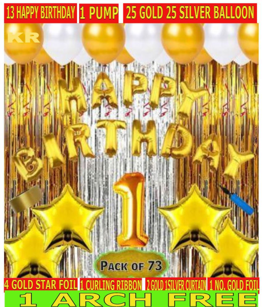     			KR Solid Boy girl & kids First/1st HB combo/kit for party decorations  (Gold, Silver, Pack of 73)