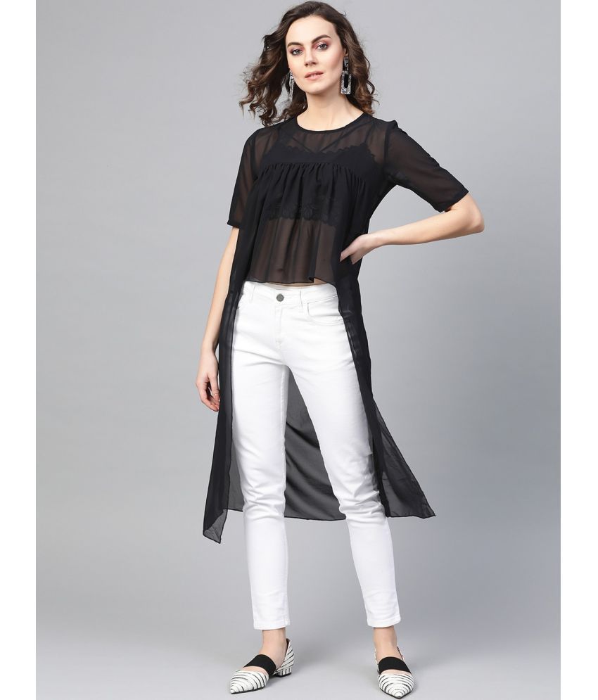     			Pannkh Georgette Regular Tops - Black Single