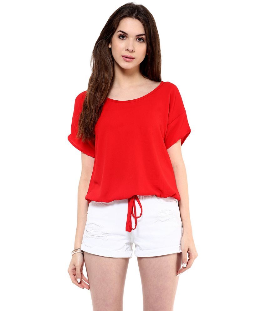     			Pannkh Georgette Regular Tops - Red Single