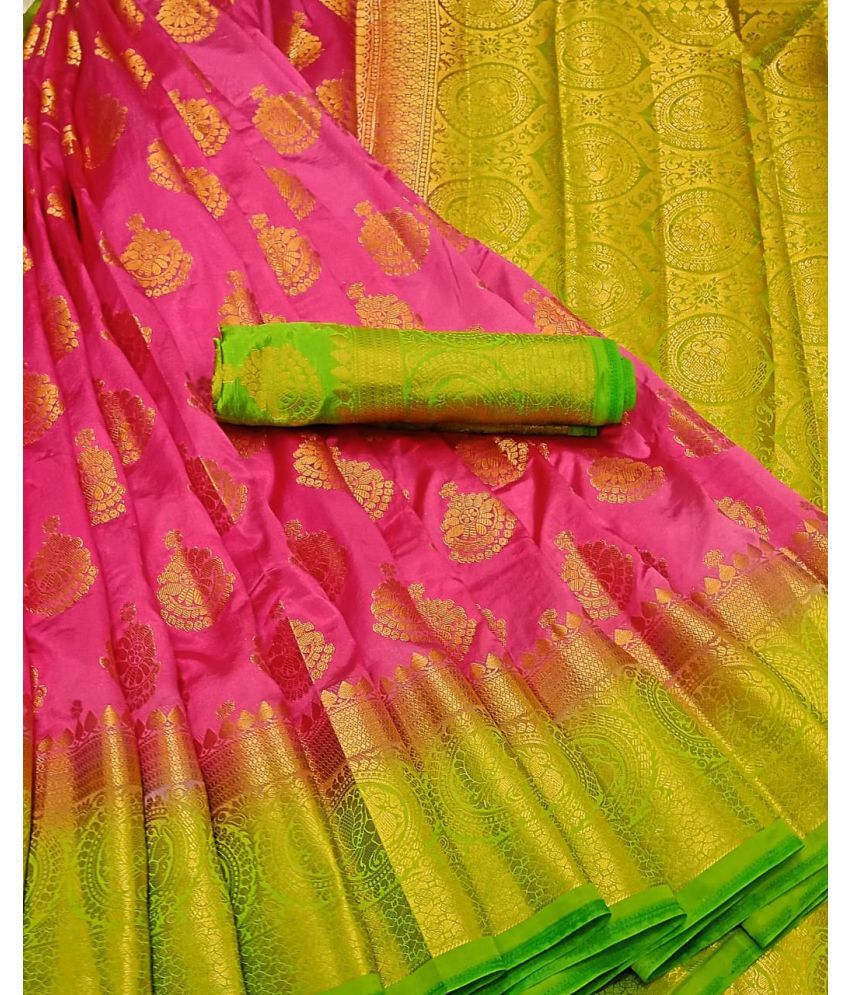     			fab woven Pink Art Silk Saree - Single