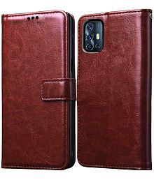 NBOX Brown Flip Cover For Vivo V19 Viewing Stand and pocket