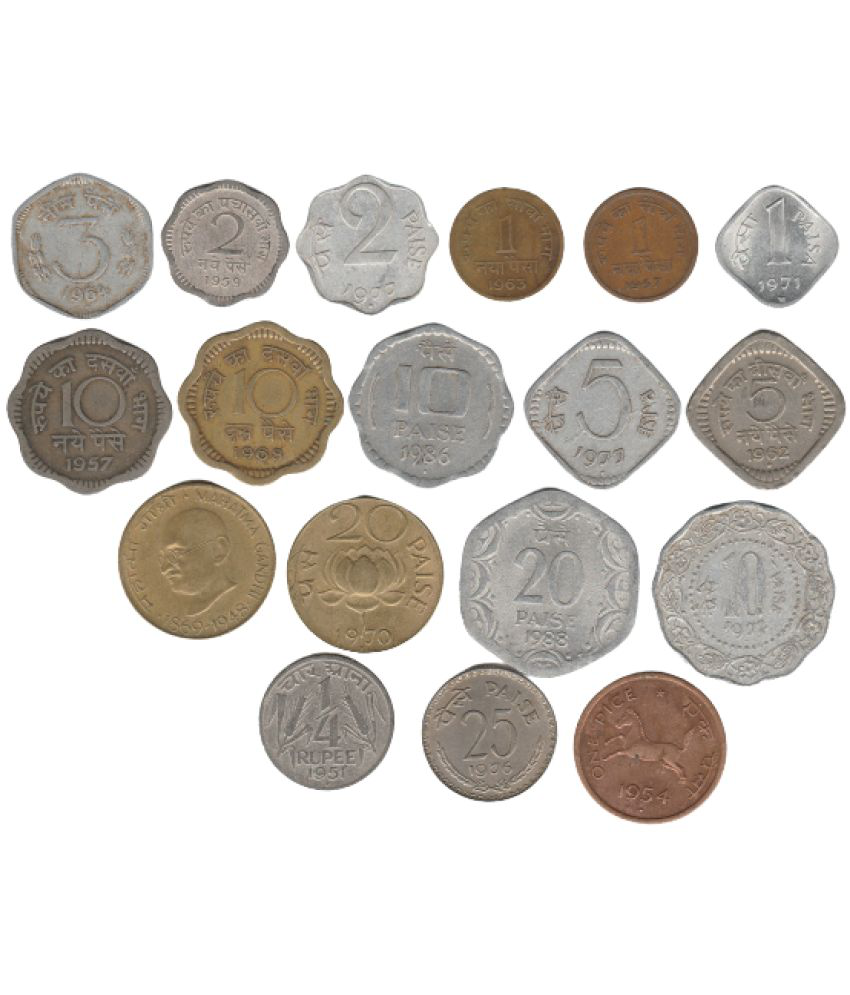     			Sansuka 18 different India old coins one paisa, two paisa three paisa, 5paisa, 10 paisa, 20 paisa, all set coins in one set collector choice, brass paisa, copper paisa , aluminum paisa, Nickel 5 paisa, brass Nickel 10 paisa. Modern Coin Collection