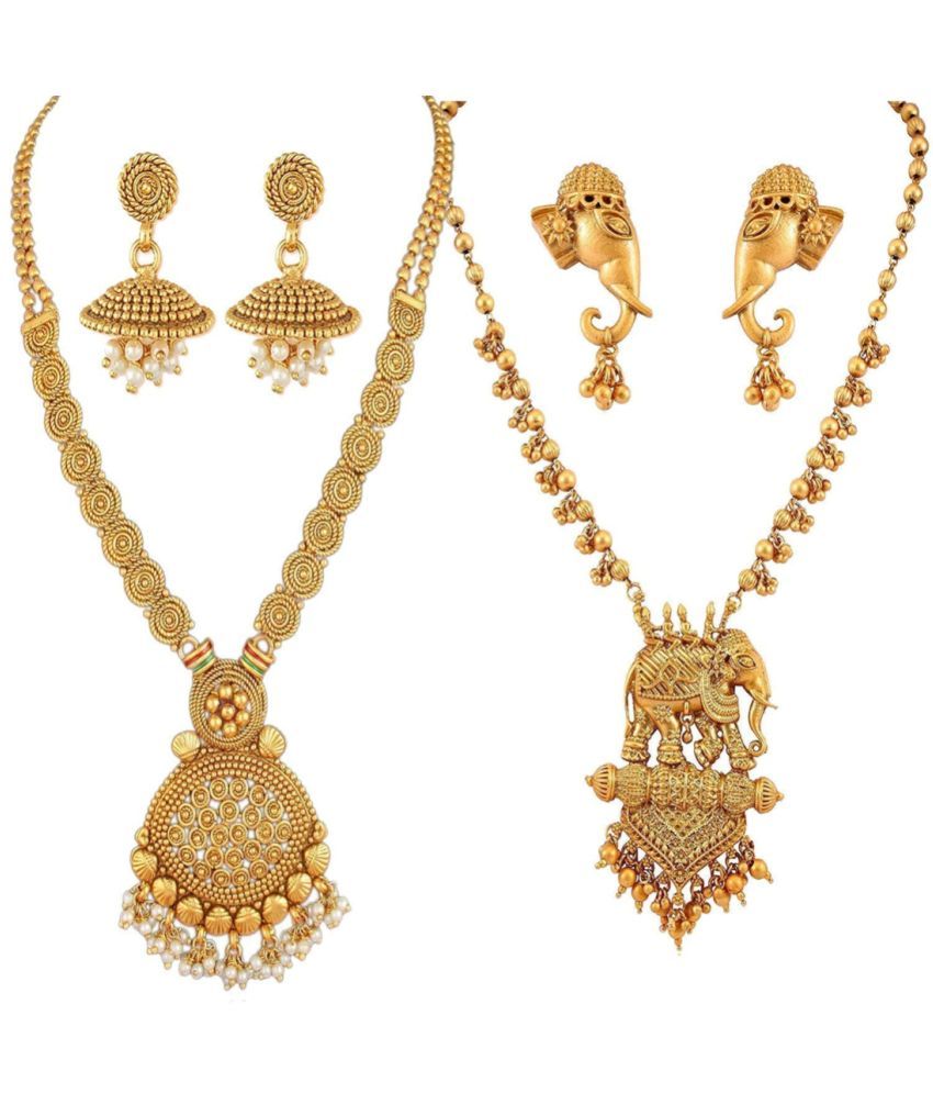     			YouBella Jewellery Sets for Women Gold Plated Necklace Jewellery Set with Earrings for Girls/Women (Spiral and Bahubali Combo)