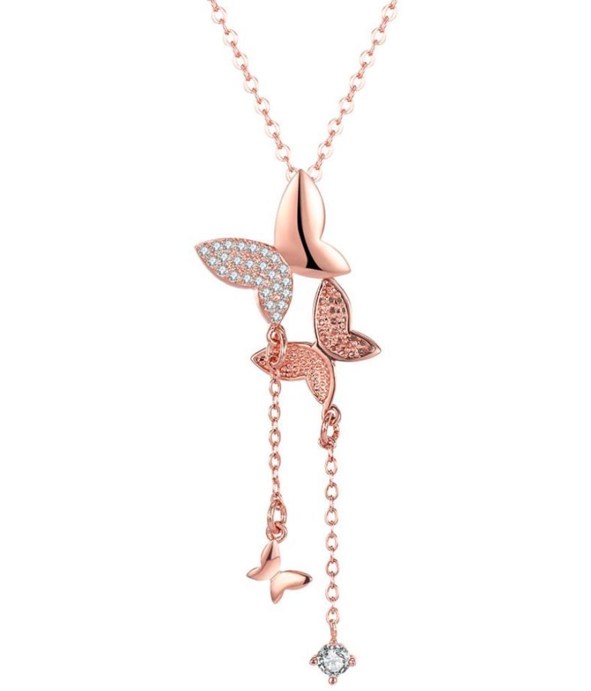     			YouBella Rose Gold Gold Plated Stylish Butterfly Chain for Women (YBNK_5658)