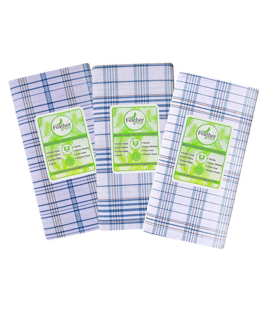     			Feather Green Multi Lungi Pack of 3