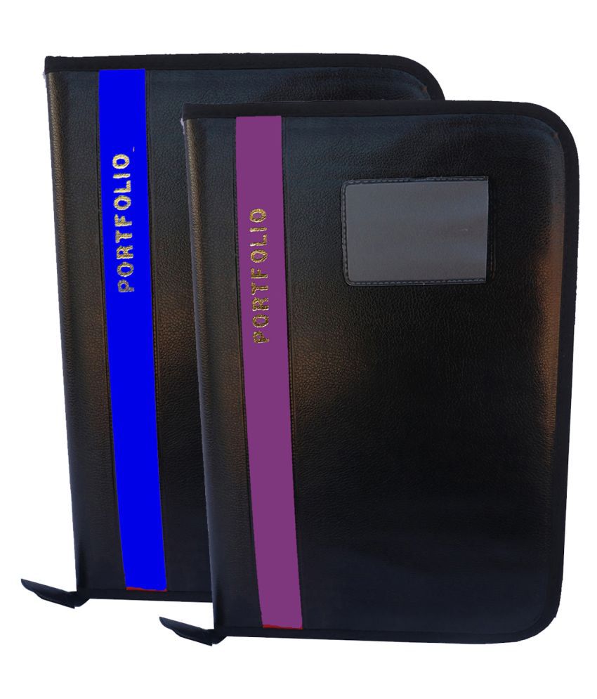    			Kopila PU 20 Leafs A4/FS Size File & Folder/Executive/ZIP File/Document Excutive Zipper Bag Set of 2 Blue & Purple