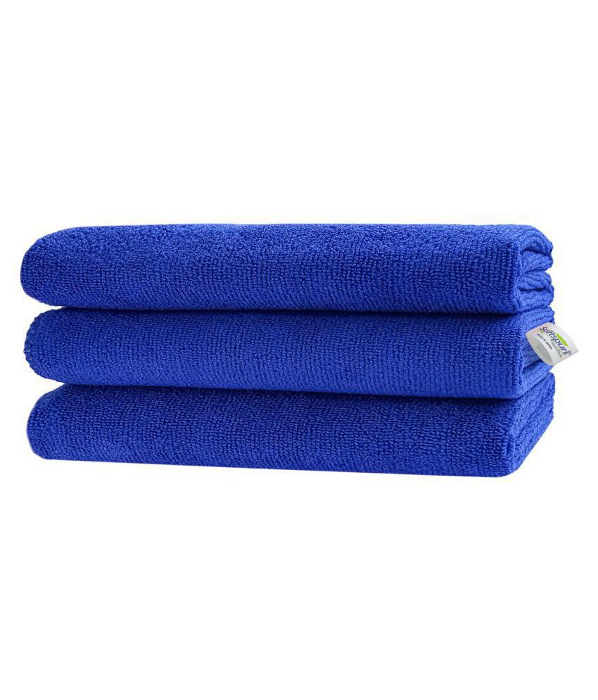     			SOFTSPUN Microfiber Cloth - 3 pcs - 30x30 cms - 340 GSM Blue - Thick Lint & Streak-Free Multipurpose Cloths - Automotive Microfibre Towels for Car Bike Cleaning Polishing Washing & Detailing