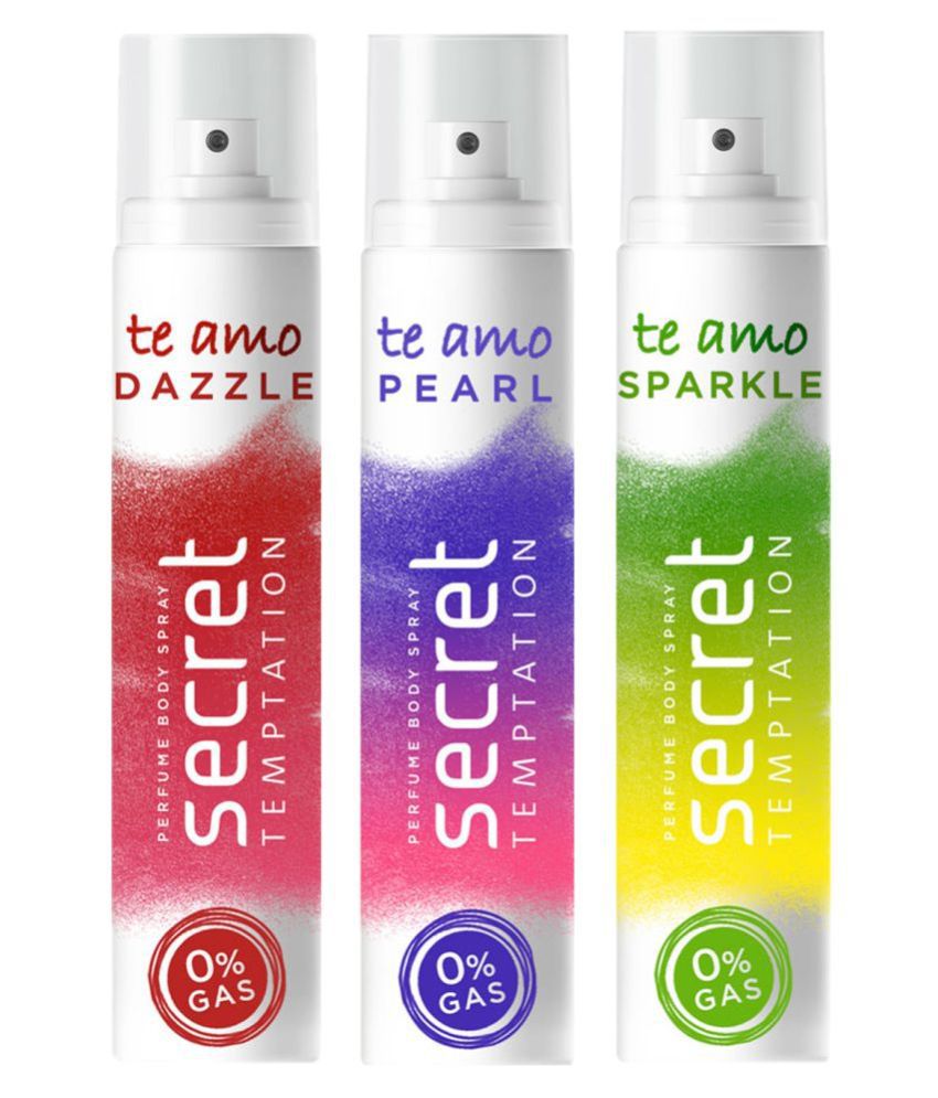     			secret temptation Te Amo Dazzle, Pearl and Sparkle No Gas Perfume Body Spray Perfume Body Spray - For Women (360 ml, Pack of 3)