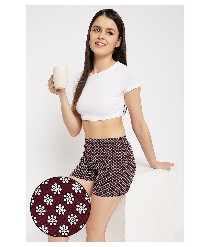     			Clovia Cotton Night Shorts - Maroon Single