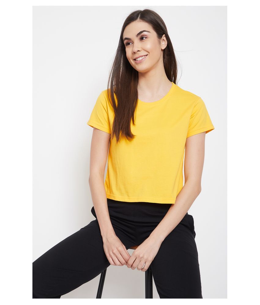     			Clovia Cotton Night T-Shirt - Yellow Single