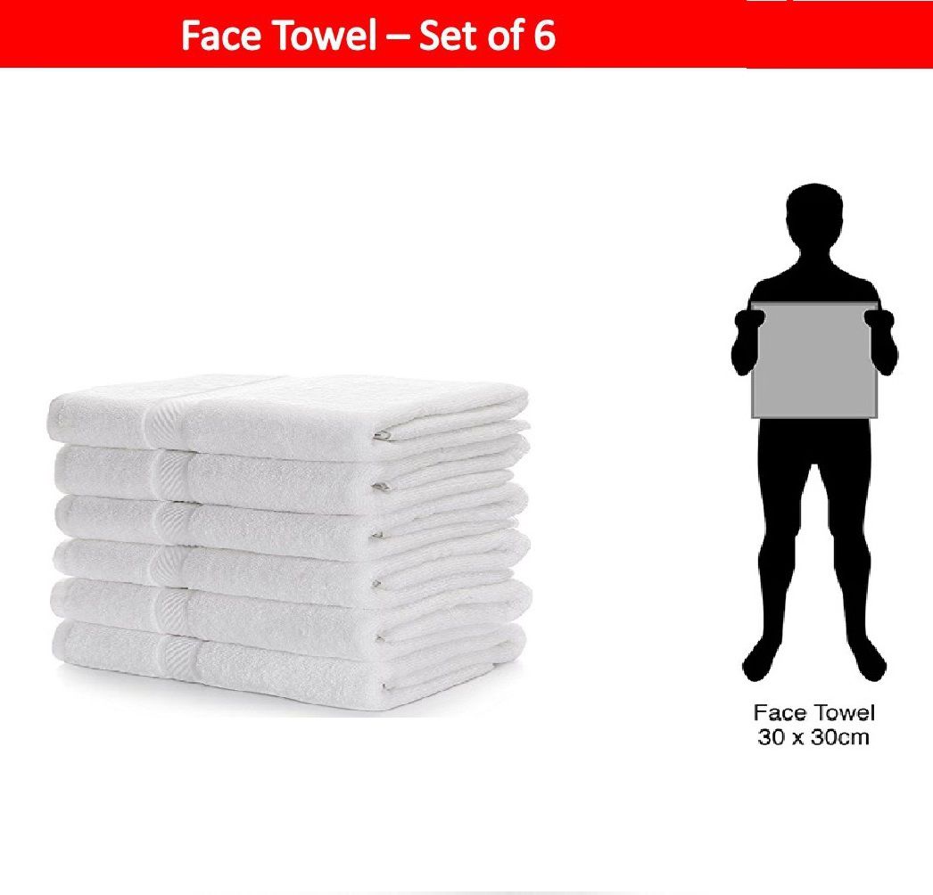     			Fresh From Loom Set of 6 Face Towel White (12x12 inch)