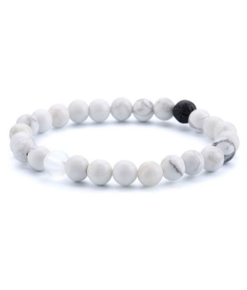     			8 mm White Howlite Natural Agate Stone Bracelet