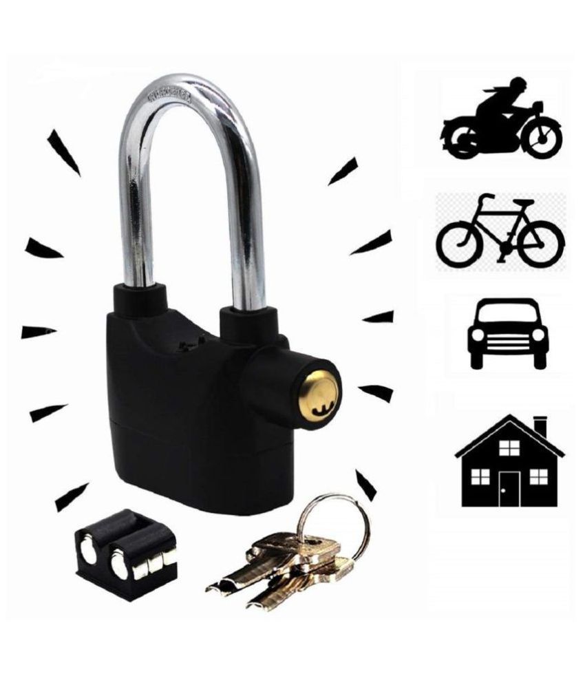 Anti-Theft Motion Sensor Alarm Lock for Home, Office, Motor Bike, Garage Alarm Lock Bronze Anti-Theft Security Door System Padlock With 3 Keys