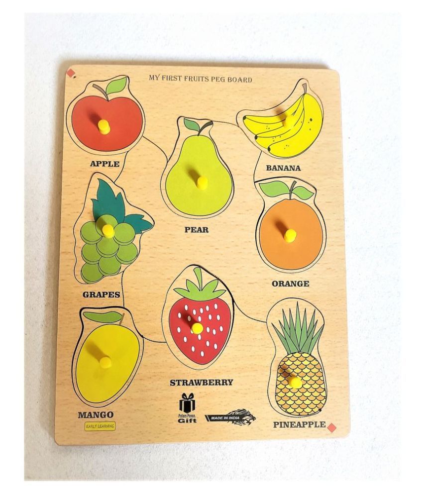     			PETERS PENCE Wooden  Small Board  8  SET OF FRUITS EDUCATIONAL PUZZLE   for Kids