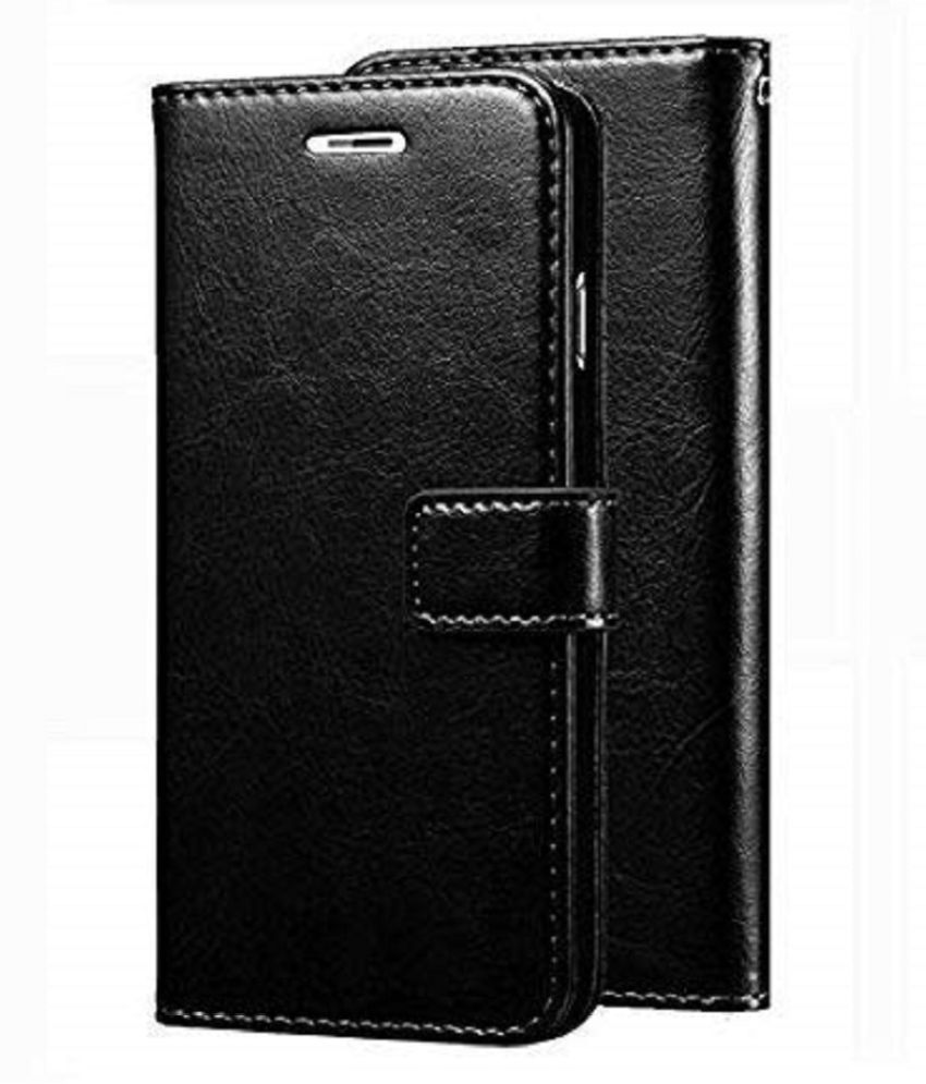     			Samsung Galaxy M02 Flip Cover by Megha Star - Black Leather Stand Case