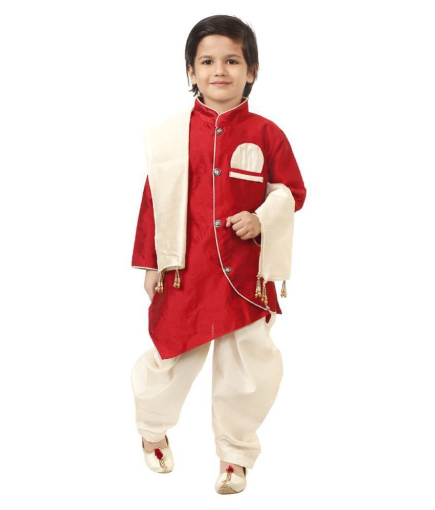     			Boy's Maroon Kurta & Pyjama Dopatta Set