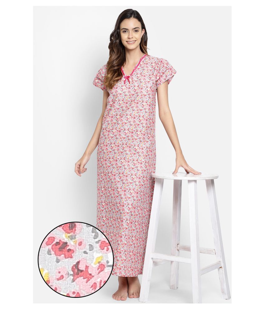     			Clovia Cotton Nighty & Night Gowns - Red Single