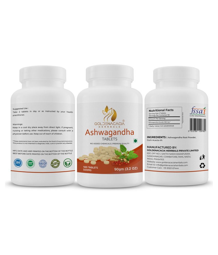     			GOLDENACACIA HERRBALS Ashwagandha 500mg 180 Tablets Tablets 1 mg