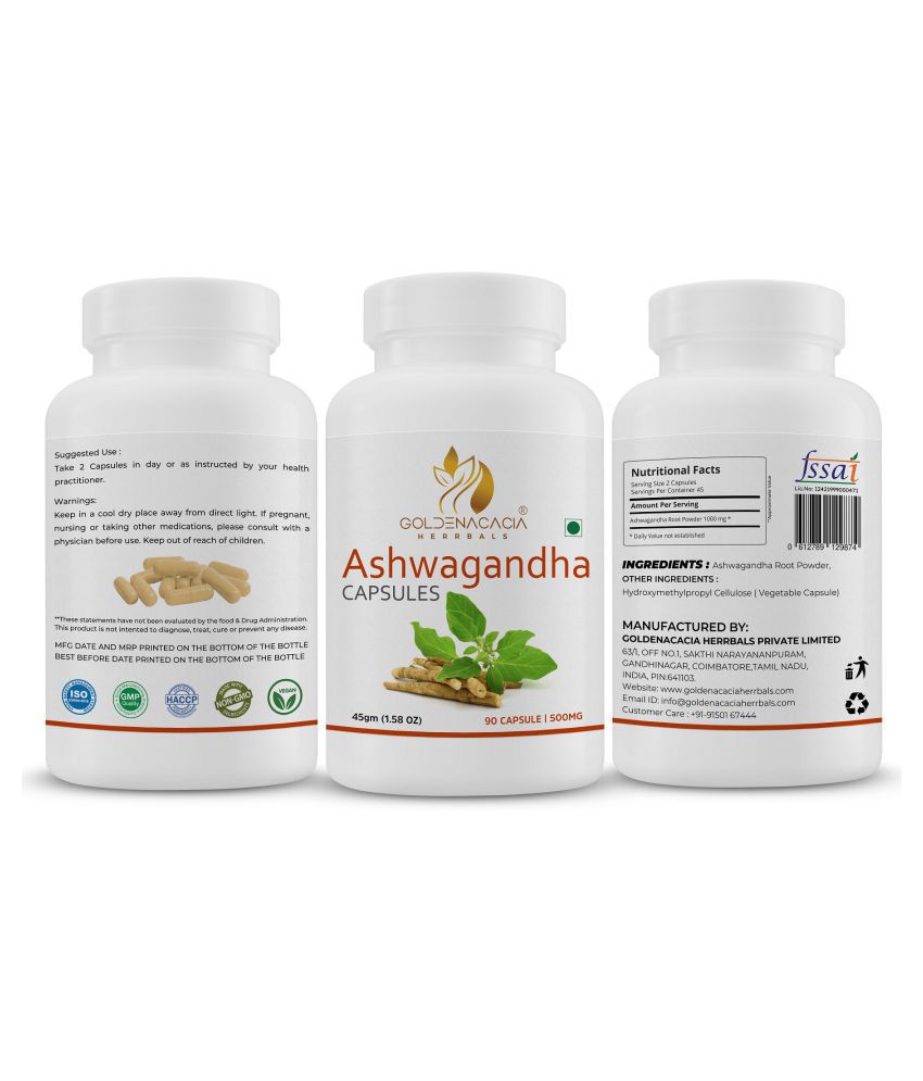     			GOLDENACACIA HERRBALS Ashwagandha 500mg 90 Capsules Capsule 1 mg