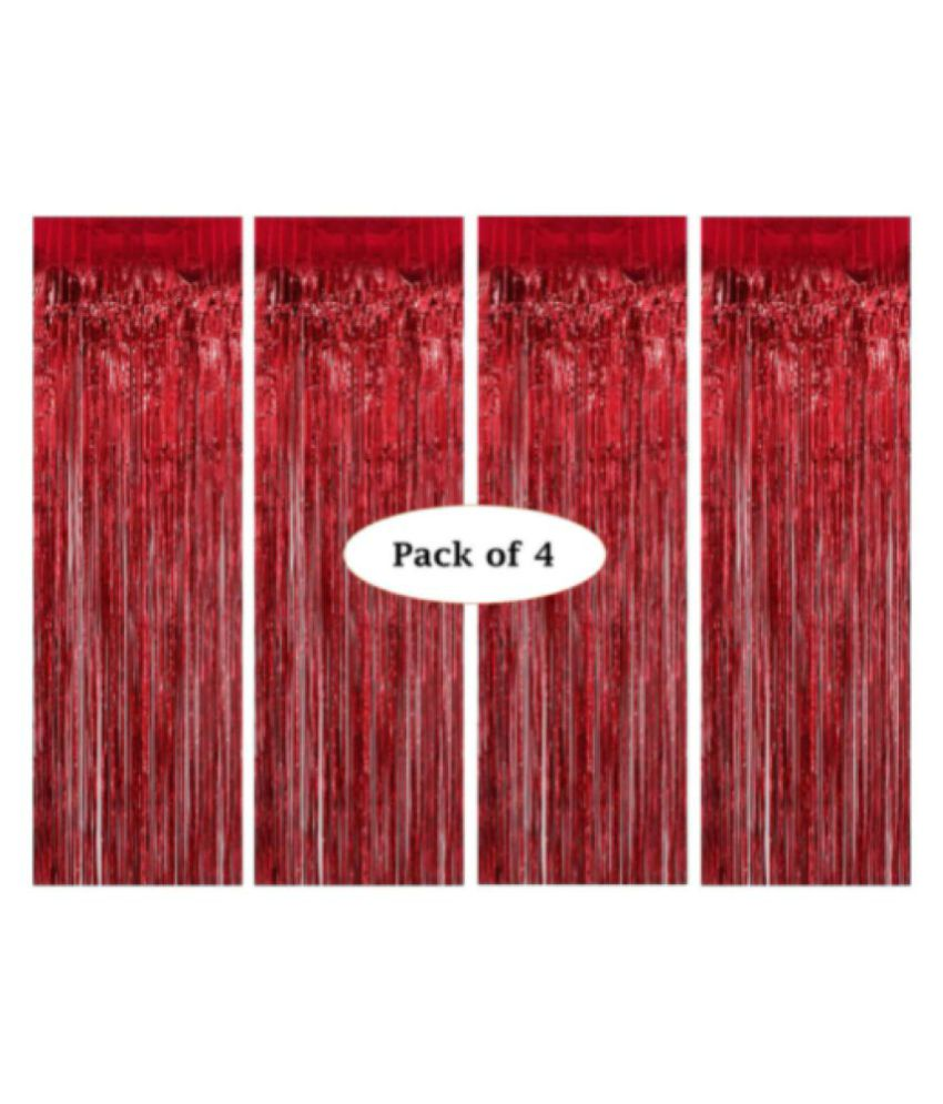     			Blooms Event pack of 4 Fringe Red curtain