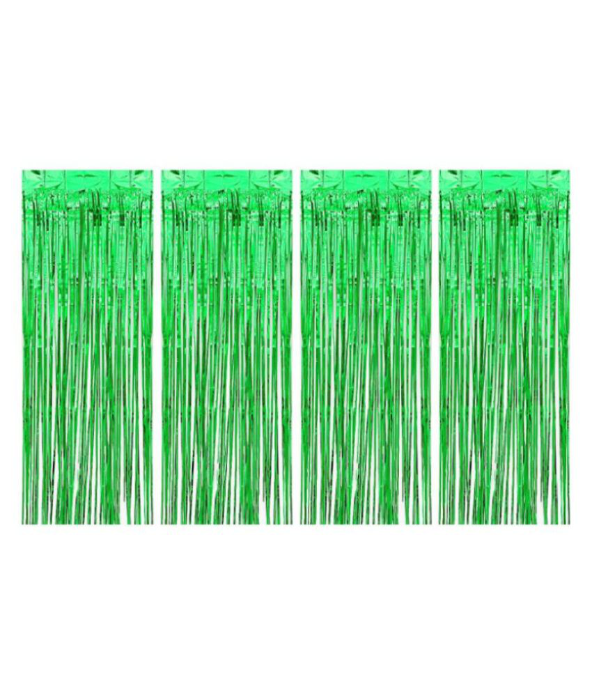     			Blooms Event pack of 4 Fringe Green curtain