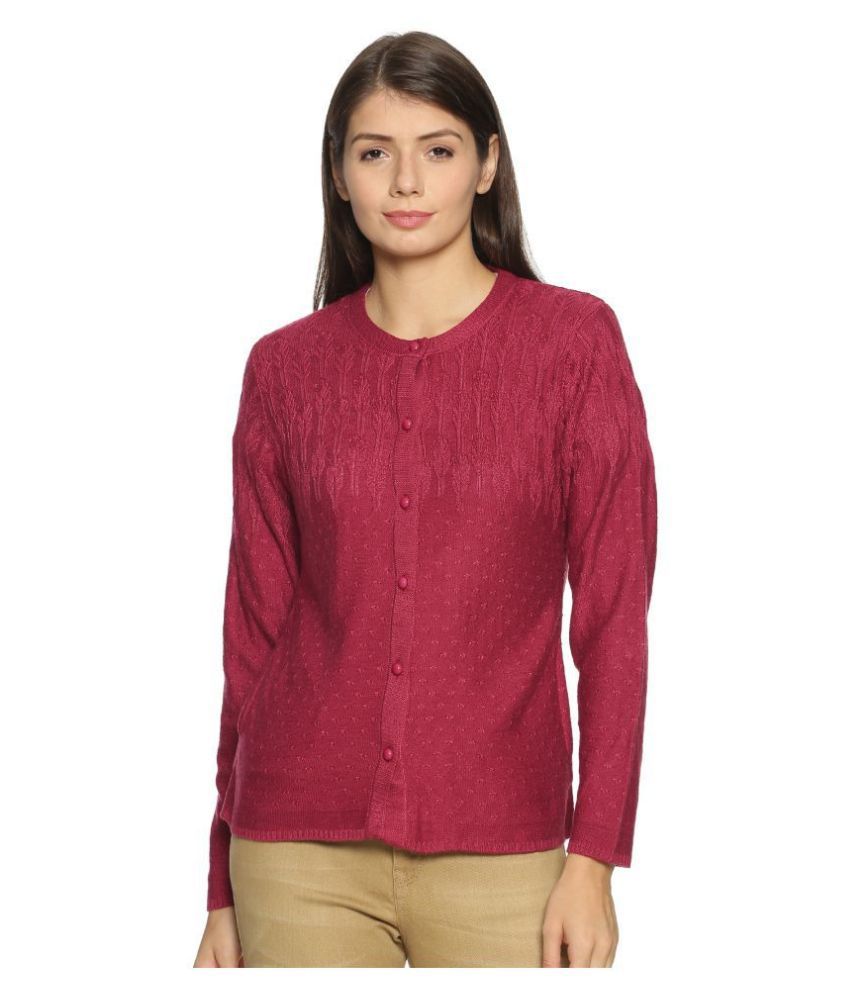 Clapton Acrylic Red Buttoned Cardigans -