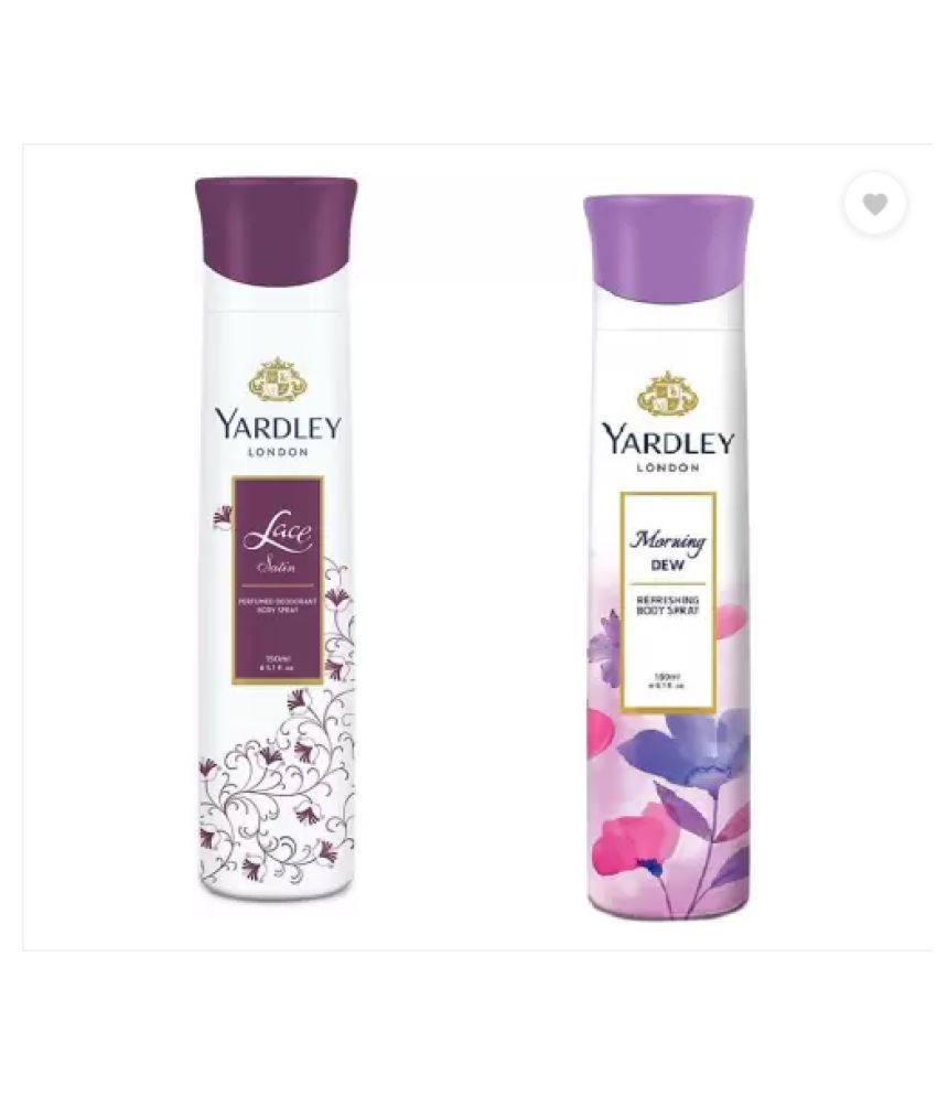     			Yardley London Lace Satin , Mornind Dew Deodorant Spray - For Men & Women  (150 ml each, Pack of 2).