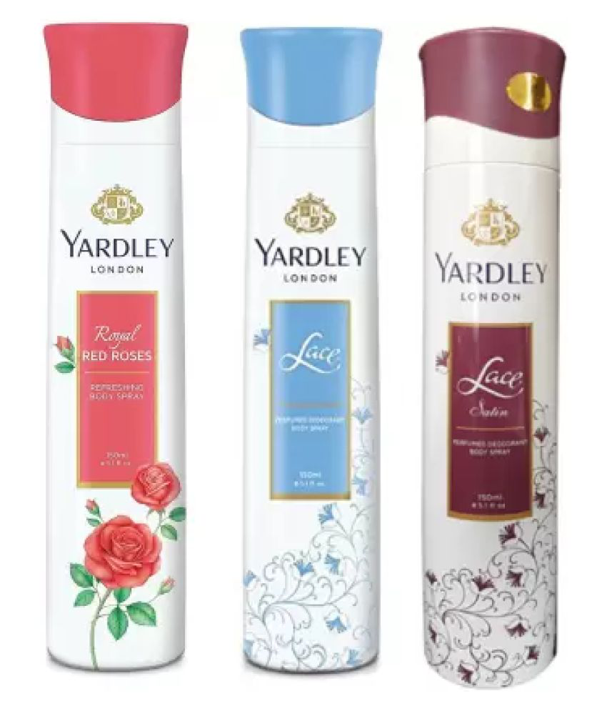     			Yardley London Royal Red Rose, Lace and Lace Satin Body Spray Women for Women 150ML Each (Pack of 3) Body Spray - For Women