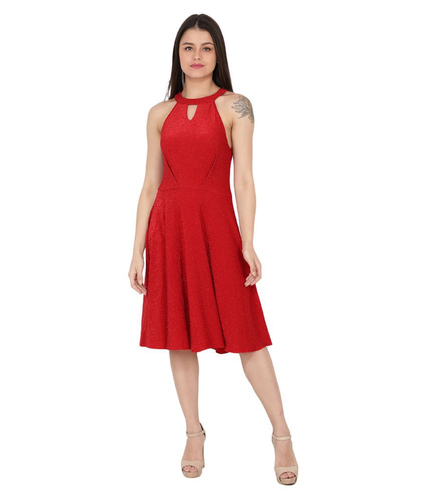     			NUEVOSDAMAS Polyester Red A- line Dress - Single