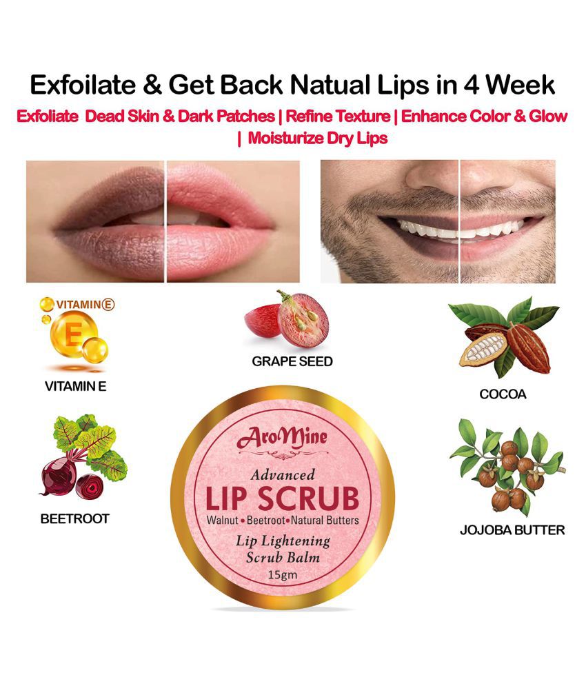 Aromine Lip Scrub Balm Lightening and  Brightening Dark Lips For Men Lip Balm Lip Balm red Red SPF 2 15