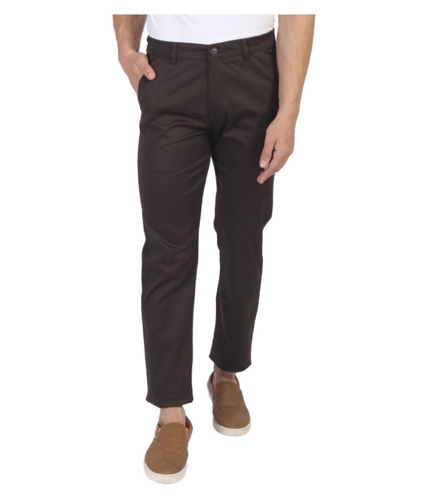 Fluidic Brown Regular -Fit Flat Trousers