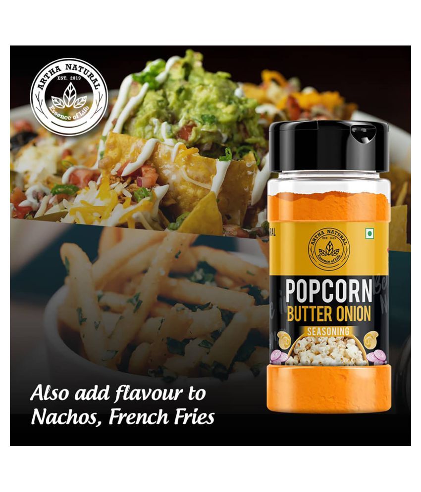 Artha Natural Butter Onion Popcorn Seasoning 100gm Shaker Jar Perfect