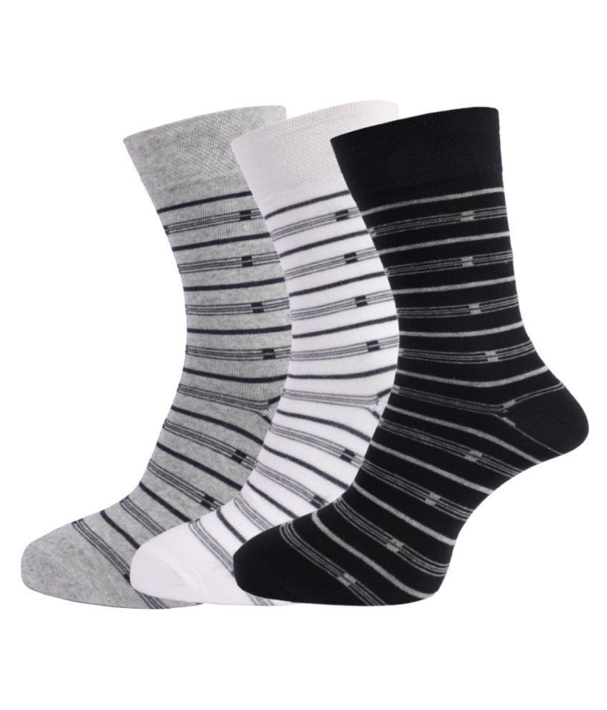 Dollar - Cotton Men's Striped Multicolor Full Length Socks ( Pack of 3 )