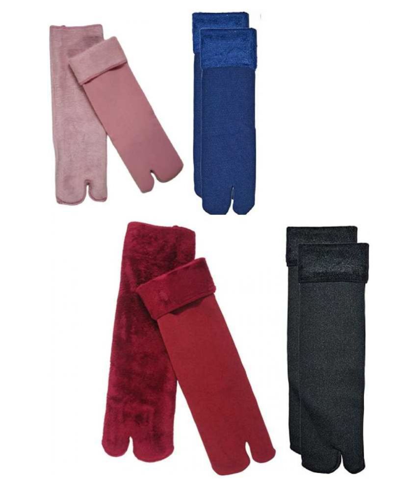     			TOTAL HEALTH Women's Multicolor Velvet Combo Thumb Socks ( Pack of 4 )