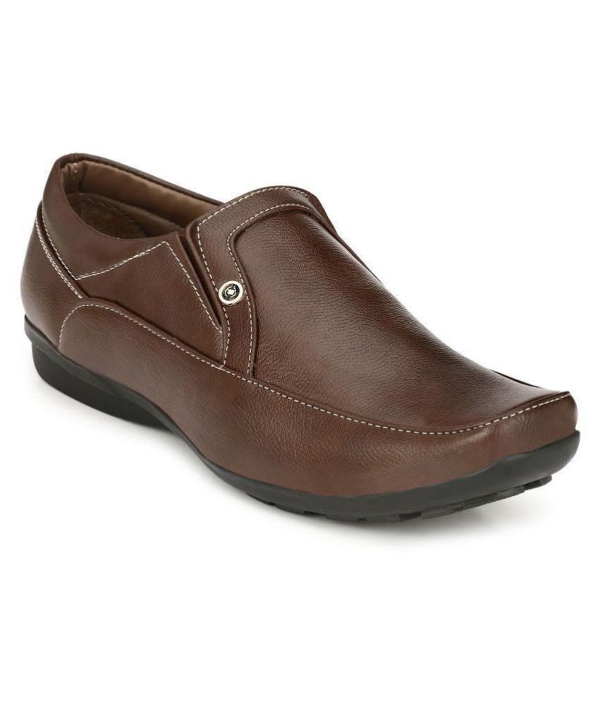 John Karsun Slip On Artificial Leather Brown Formal Shoes