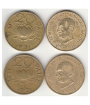 Republic India 20 paisa Lotus -20 paisa Gandhi  - 22mm- Demonetized coins  - (4 coins)