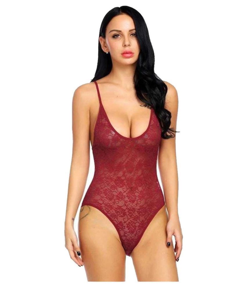     			CELOSIA Lace Teddies - Maroon Single