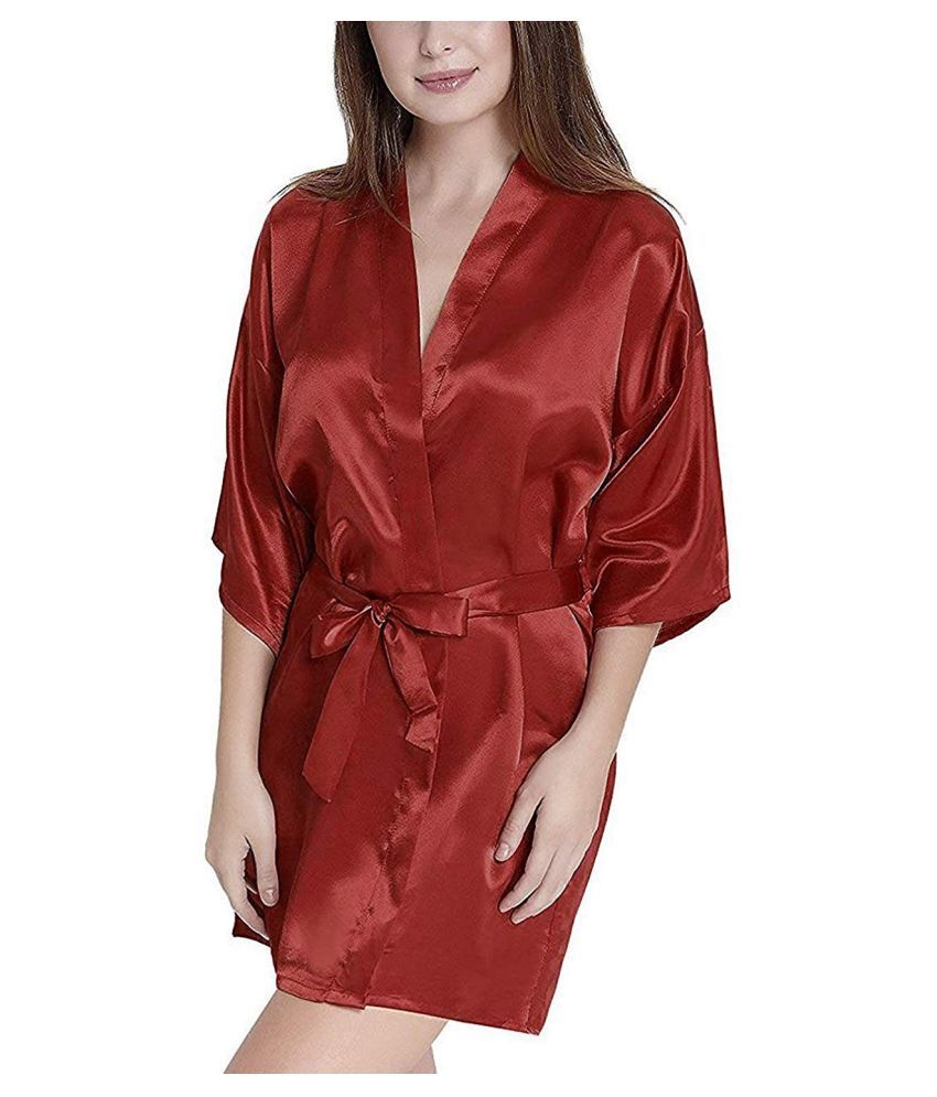     			CELOSIA Satin Robes - Maroon Single