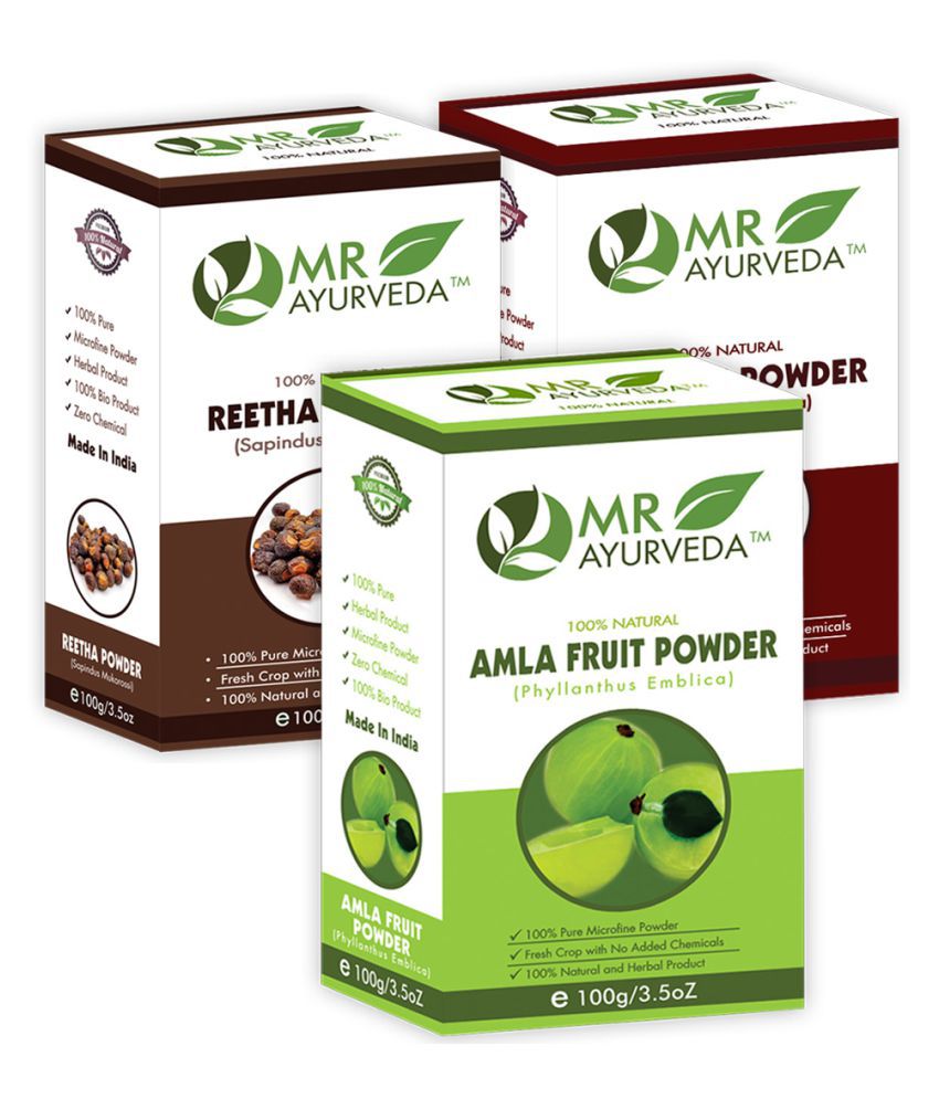     			MR Ayurveda 100% Organic Reetha, Shikakai & Amla Powder Hair Scalp Treatment 300 g Pack of 3
