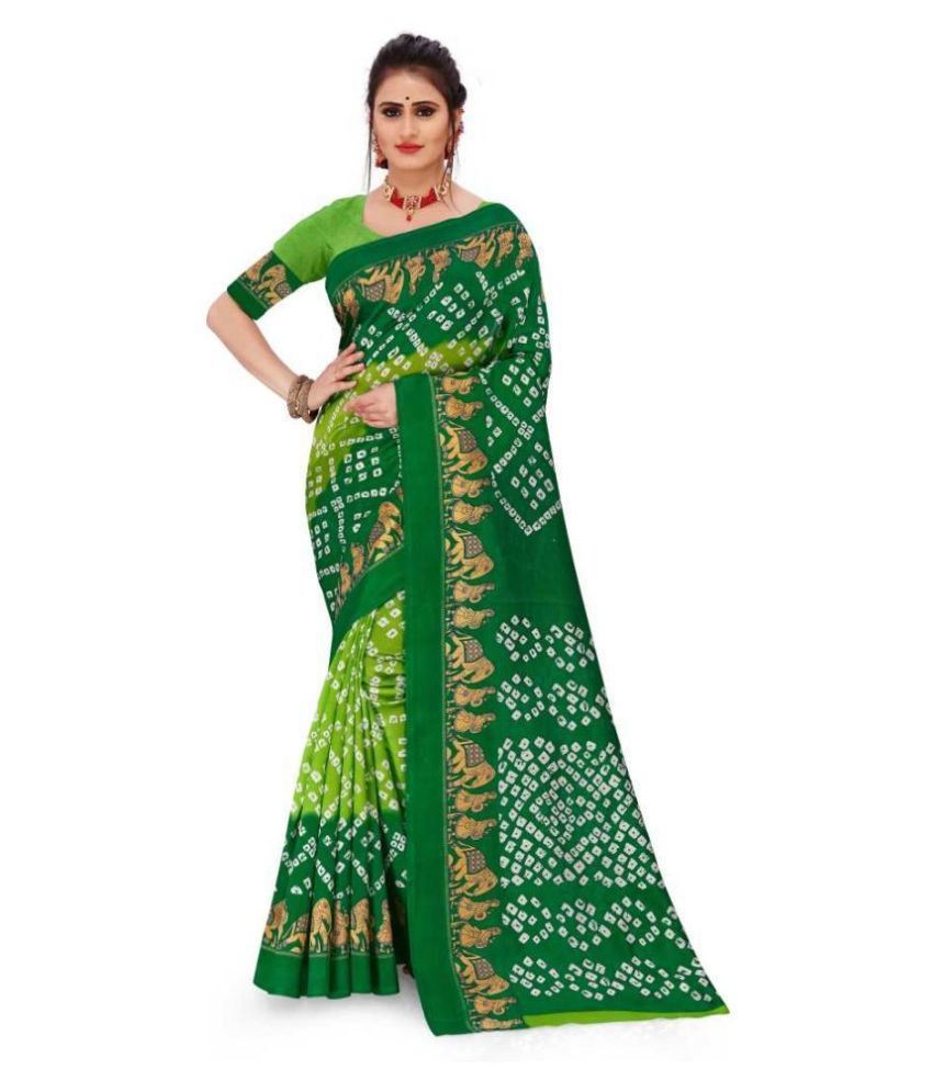     			ANAND SAREES - Green Silk Blend Saree With Blouse Piece (Pack of 1)