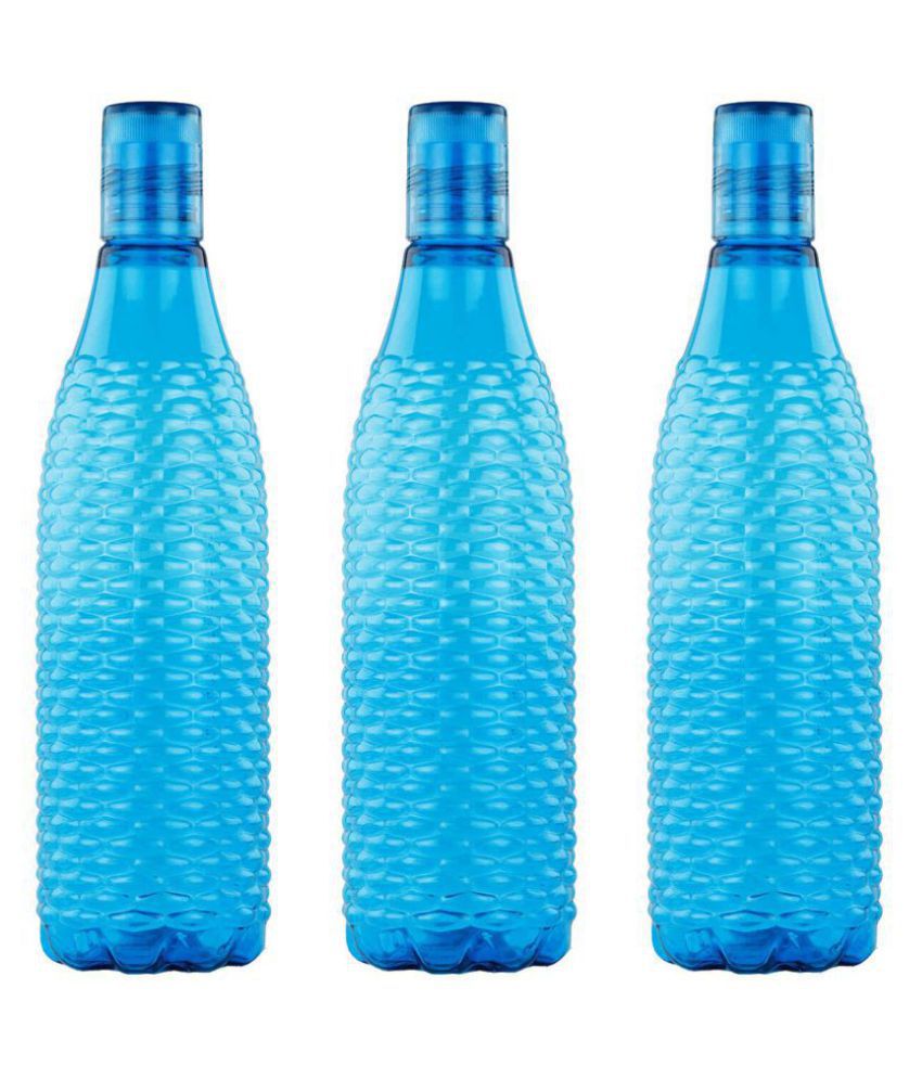 Oliveware Premium Mosaic Range Plastic Water Bottle, 1L, Set of 3, Blue