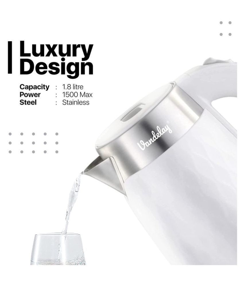 VanDelay Electric Kettle 1.8 Liter 1450 Watt Stainless Steel Electric