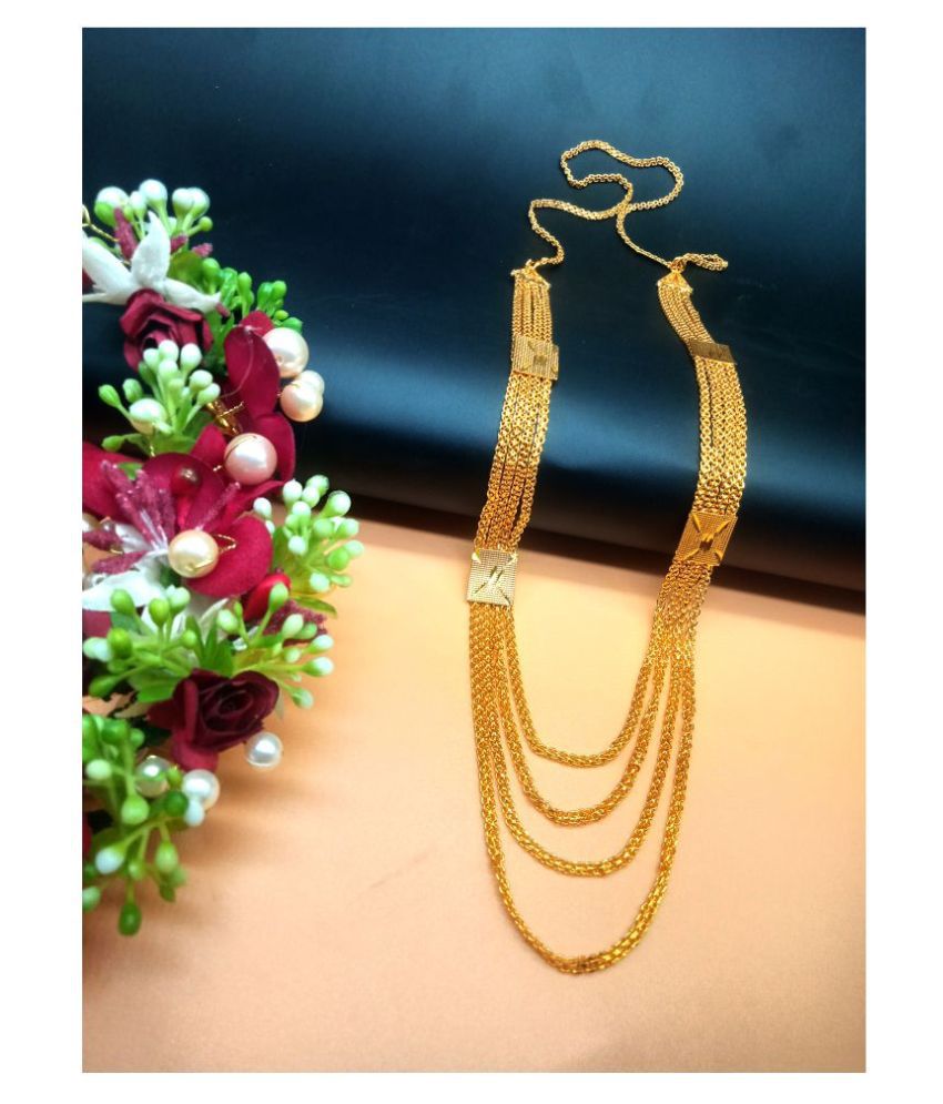     			shankh-kriva Gold Plated Designer 4 Layer Necklace For Women or Girl-100520