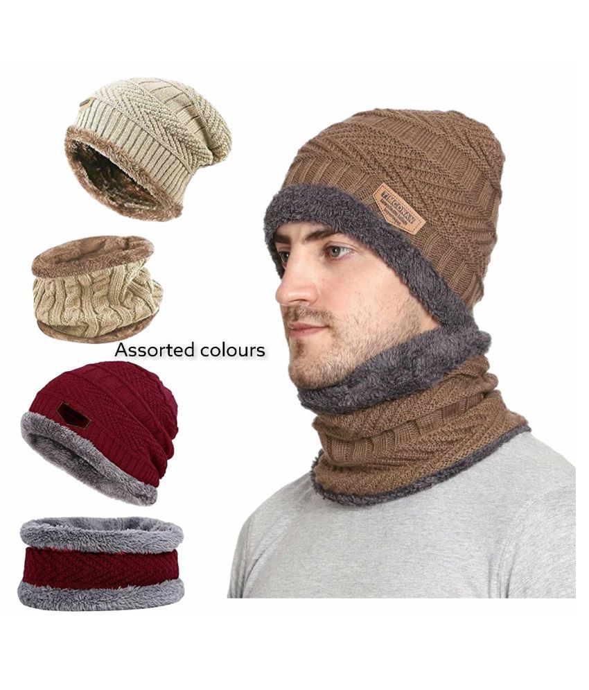 thriftkart Women's Maroon Woollen Caps For Winter ( )