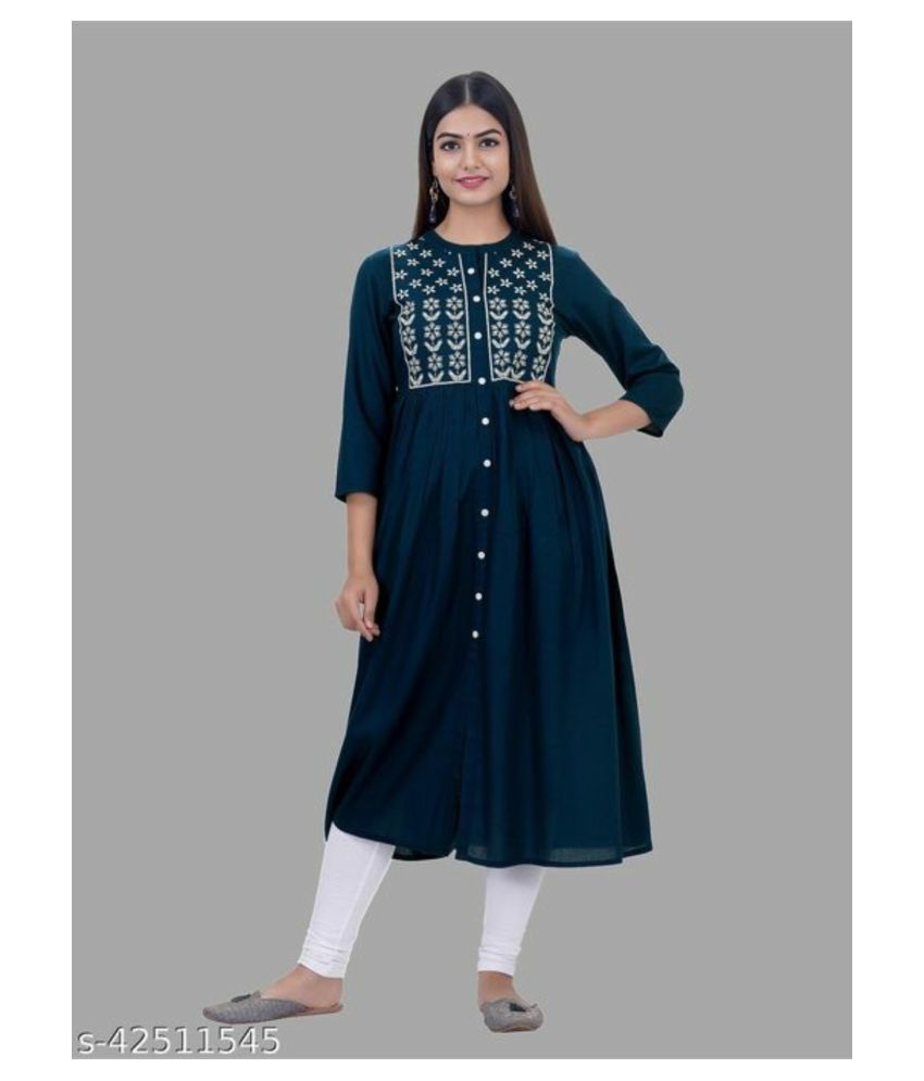     			Estela - Blue Rayon Women's Flared Kurti ( Pack of 1 )